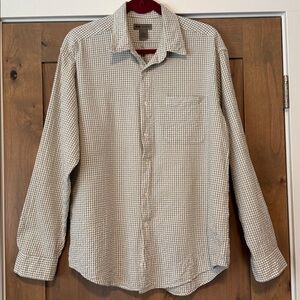 VTG Puckered Gingham Button Down Shirt Mens L Cotton Preppy vacation old Money
